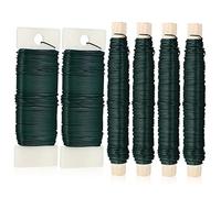 Uonlytech 6 Pcs Flower Binding Wires Malleable Green Florist Wire with Sticks and Plastic Boards Flexible Decorative Strings for Plant Support DIY Floral Arrangement and Craft Use