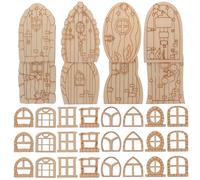 Uonlytech 64Pcs Unpainted Wooden Miniature Fairy Doors DIY Craft Kit for Blank Fairy House Accessories for Garden Decor Easy to Paint and Develops Creativity and Imagination