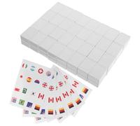 Uonlytech 65Pcs Plastic National Flag Mahjong Tiles Set 30Mm with World Flags Stickers for Family Games and Travel Party Entertainment