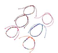 Uonlytech 6Pcs Adjustable Bohemian Woven Cotton Linen String Anklets Colorful Beach Ankle Bracelets for Women Teen, Boho Festival Foot Jewelry Set