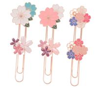 Uonlytech 6Pcs Cherry Blossom Metal Paper Clips Small Multi Use Bookmarks for Office File Organization Strong Clamping Force Craft Clips for Photos Notes Cards School and Home Use