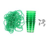 Uonlytech 6pcs Green Shot Glass Necklaces Beaded Chain, Reusable Bachelorette Party Accessories for St Patrick’S Day Decorations and Irish Costume Jewelry