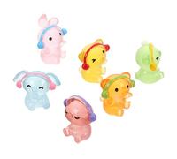 Uonlytech 6pcs Mini Resin Animal Figurines Set - Cute Small Pig, Bear, Elephant, Dog, Rabbit Models for Micro Landscape, DIY Garden Decor and Desk Accessories in Realistic Style