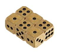 Uonlytech 6Pcs Solid Brass Dice Set Vintage Patina 6-Sided Metal Game Dice with Rounded Corners for Board Gaming, Role Playing, and Math Teaching