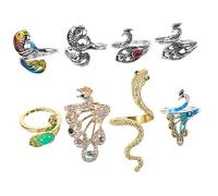 Uonlytech 8Pcs Adjustable Crochet Rings Creative Decorative Finger Knitting Loops for Weaving and Sewing Projects Lightweight and Portable Yarn Guide Unique Designs for Easy Crafting
