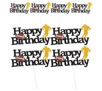 Uonlytech 8pcs Football Cake Toppers Set - American Football Themed Birthday Cake Decorations for Boys - Party Cupcake Picks for Happy Birthday Celebration