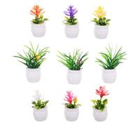 Uonlytech 9pcs Miniature Dollhouse Potted Plants Set, Mini Fake Indoor Greenery Ornaments in Plastic Pots for Micro Landscape, Japanese Garden Decor and Dollhouse Scenery Accessories