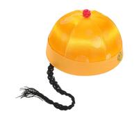 Uonlytech Ancient Chinese Emperor Hat Long Fake Ponytail - Golden Cosplay Prop for Boys, Traditional Song and Dynasty Costume Headpiece for Cultural Events and Role Play