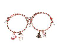 Uonlytech Christmas Heart Magnet Braided Matching Couples Bracelets Set for Men and Women, Friendship Rope Bracelets with Four Christmas Element Charms, Festival Jewelry