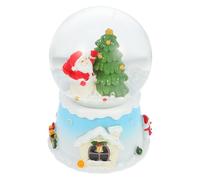 Uonlytech Christmas Luminous Crystal Ball Music Box with Santa and Snowflake, Xmas Snow Globe Decorative Desktop Ornament for Holiday Party Decor
