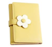 Uonlytech Cute Tri-Fold PU Leather Wallet Flower Pattern, Yellow Coin Purse for, Compact Change Purse and Card Holder for School and Daily Use