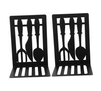 Uonlytech Decorative Bookends Iron Book Holder with Hollow Cutlery Design Multi Function Book Organizer for Shelves Desk Home Office Stable Flat Bottom Reading Stand