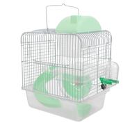 Uonlytech Deluxe Small Hamster Cage with Wire and Plastic Construction, Double-deck Design for Hamsters and Rats, Small Pet House for Home Decor, Light Green