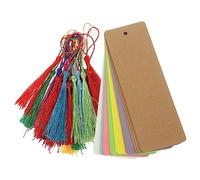 Uonlytech DIY Blank Bookmarks with Tassels Mixed Color Cardstock for Hand Painted Graffiti Crafting Page Markers Decoration for Students and Book Lovers