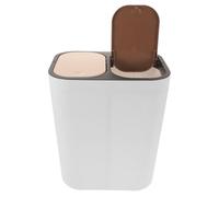 Uonlytech Double Compartment Plastic Trash Can with Lid, Kitchen and Bathroom Waste Container, White with Dual Color Flip Covers, Wet and Dry Garbage Bin for Home Recycling