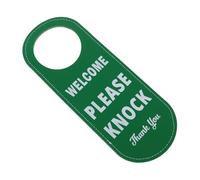 Uonlytech Double Sided Do Not Disturb Door Sign in Soft PU Leather Stylish Privacy Hanger for Office Hotel Doors Fits Various Handles Elegant Black Green Design