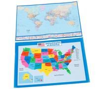 Uonlytech Educational World and Usa Map Posters for Kids, 2pcs 40x60cm, Sturdy Wear-resistant Learning Charts for Classroom and Home Geography Study