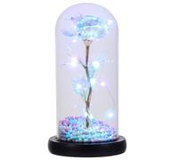 Uonlytech Eternal Gold Foil Rose Table Lamp with Glass Dome, Decorative LED Night Light for Romantic Home Decor, Simulation Flower Ornament for Mother's Day