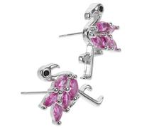 Uonlytech Flamingo Stud Earrings for Women Small Kawaii Zirconia Copper Plated White Gold Simple Holiday and Halloween Jewelry