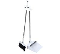 Uonlytech Foldable Broom and Dustpan Set 2pcs White with Detachable Handle, Non-Stick Bristles Sweeper Broom for Kitchen and Home Floor Cleaning, Standing Dustpan for Apartment Essentials