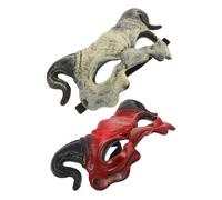 Uonlytech Halloween Half Face Devil Mask Set with Red and White Horned Demon Design, Lightweight Cosplay Mask for Men and Women Halloween Party and Masquerade Costume