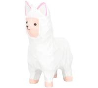Uonlytech Hand-Carved Wooden Alpaca Figurine Pink Ears Small Alpaca Statue Ornament for Home Decor Sheep Decorations for Desk and Shelf Display