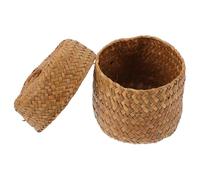 Uonlytech Handmade Mini Woven Flower Basket Lid, Natural Sea Grass Storage Box 12CM x 9CM, Sundries Organizer Basket for Home and Packaging
