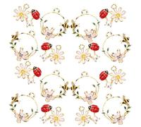 Uonlytech Ladybug and Bee Charms for Jewelry Making 20pcs Cute Flower Charms Set for Bracelets Necklaces and Earrings for DIY Crafting Women and Girls