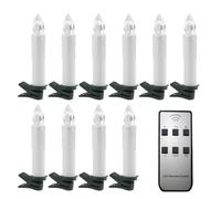 Uonlytech Led Christmas Tree Candles Wireless Flameless Flickering Clip-on Window Taper Candle Light with Remote for New Year Wedding Birthday Party