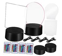 Uonlytech Led Night Light Base 4 Pack with 16 Color Acrylic Display Stand USB Powered 3D Light Base with Remote for Bedroom Living Room Decor