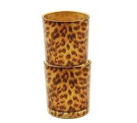 Uonlytech Leopard Print Glass Candle Holder Tea Light Holder Crystal Dining Table Small Tea Light Holder