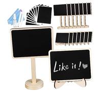Uonlytech Mini Chalkboards with Frames Erasable Reusable Small Chalkboard Signs for Food Labels Party Buffet Wedding Table Markers Includes Linked and Standing Boards with Random Color