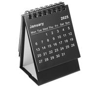 Uonlytech Mini Desktop Calendar with Clear Prints and Memorandum Spaces Sturdy Tabletop Planner for Home Office School Use Black Compact Design for Daily Scheduling and Decoration