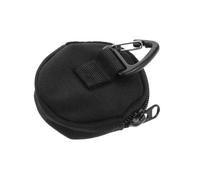 Uonlytech Mini Round Zippered Earphone Storage Pouch Key Ring, Small Portable Oxford Cloth Coin Purse and Usb Cable Carrying Case for Travel and Daily Use, Black