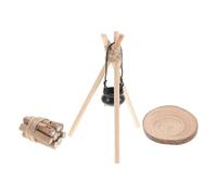 Uonlytech Miniature Dollhouse Campfire Model with Realistic Mini Wood Firewood and Pot, Tiny Camping Firewood Accessory for Dollhouse Snow Scene and Christmas Photography Props