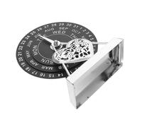 Uonlytech Perpetual Desk Calendar with Manual Rotation Wooden Disc Circular Dial Sturdy Metal Stand Sustainable Rotatable Desktop Ornament for Home Office Decoration Date Tracker