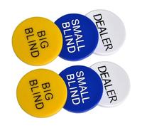 Uonlytech Poker Dealer Chips Set 3 Pieces Small Blind and Big Blind Tokens, 2 Sets Game Counting Chips for Poker Accessories and Gambling Supplies