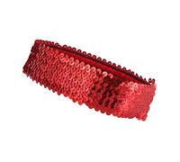 Uonlytech Red Headband Elastic Shiny Headbands Sequin Headband Adjustable Non Slip Wide Sparkly Sports Bling Hairband 1920s Glitter Headdress for Women Girls