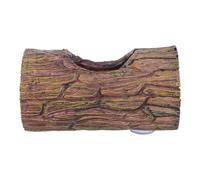 Uonlytech Reptile Hideout with Suction Cup Attachment, Resin Gecko Tank Cave Shelter with Realistic Bark Log Texture, Protective Lizard Habitat Decor for Indoor Turtle Tank Cave