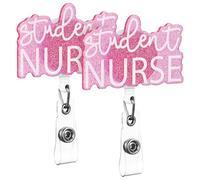 Uonlytech Retractable Badge Reel Clips with Simple Design, Easy to Attach and Reusable 2Pcs Acrylic Badge Holders for Nursing Students for Hospital and Professionals