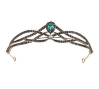Uonlytech Retro Baroque Crown with Green Gemstone 5.3 Inch Tiara for Women Wedding Party Hair Accessory Vintage Style Headdress