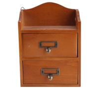 Uonlytech Retro Solid Wood Desktop Storage Box 2 Drawers, Vintage-Style Sundries Organizer for Home Office, Multipurpose Wooden Cosmetic and Desk Storage Case