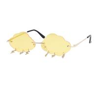 Uonlytech Rimless Irregular Cloud Shape Sunglasses Gold Frame, Frameless Party Photo Prop Eyewear for Men and Women