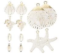 Uonlytech Sea Star and Shell Charms for Jewelry Making Dangle Drop Pendants for DIY Earrings Necklaces Bracelets Creative Craft Accessories for Beach and Ocean Style Designs