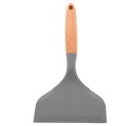 Uonlytech Silicone Turner Spatula for Non-Stick Pans Wide Edge Kitchen Spatula Wooden Handle Flat Silicone Fish and Steak Flipping Tool for Home Cooking, Light Grey