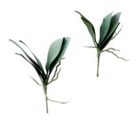 Uonlytech Simulation Phalaenopsis Orchid Leaves Artificial Greenery with Root Hair 2pcs Large and Small Decorative Plant Leaves for Home Décor and Flower Arranging