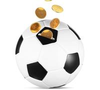 Uonlytech Soccer Ball Piggy Bank for Boys and Adults, Small Soft PVC Football Coin Bank, Cash Money Box for Room Decor, Football Saving Jar for Ages 8-12