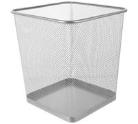 Uonlytech Square Mesh Trash Bin with Metal Base, Wide Opening for Office | Iron Mesh Structure, Solid Edging and Silver Finish, for Dry Waste and Stationery in Bathroom Vanity or Craft Rooms