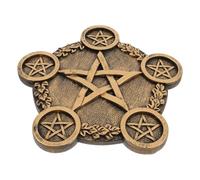 Uonlytech Star Shaped Brass Candleholder Pentagram Altar Sacrifice Prop Desktop Candle Stand Decor for Witchcraft Rituals and Photo Shooting