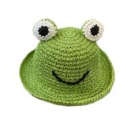 Uonlytech Straw Sun Hat Frog Pattern Lightweight Outdoor Summer Sun Protection Hat for Boys and Age 5-13 Months Green Handmade Beach Cap